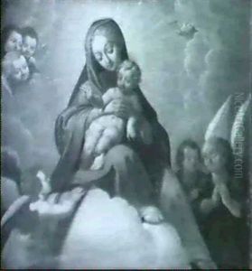 Madonna Mit Dem Kind Auf Einer Wolke Thronend, Von Einer Engelsgloriole Umgeben by Antonio Allegri da Correggio