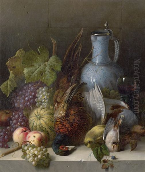 Jagdstillleben Mit Fruchten Und Fayencekrug - view 1