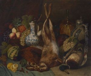 Stillleben Mit Erlegtem Hasen, Ente, Fruchten Und Krugen by Joseph Correggio