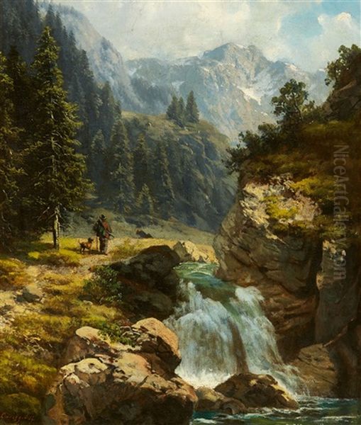 Mountain Landscape With A Waterfall - view 1