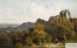Bayerische Herbstlandschaft Mit Zwei Schlossern by Ludwig Correggio