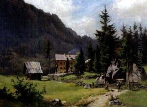 Gebirgstal Mit Bauernhaus
