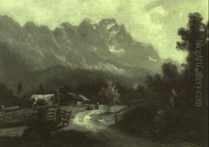 Gebirgslandschaft Mit Alm by Ludwig Correggio
