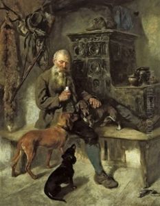 Jager Mit Seinen Hunden by Max Correggio