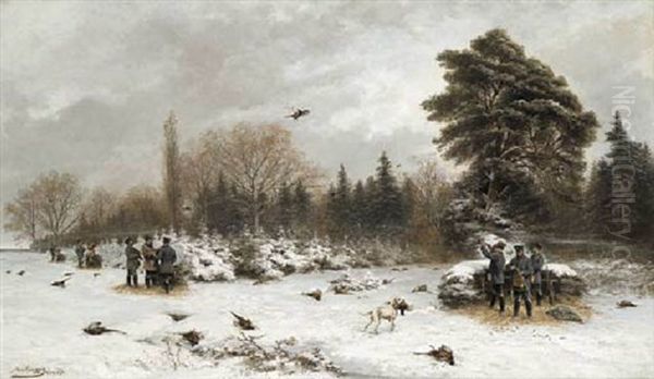 Pheasant Shooting In A Winter Landscape - view 1