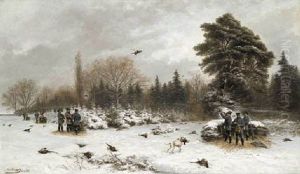 Pheasant Shooting In A Winter Landscape