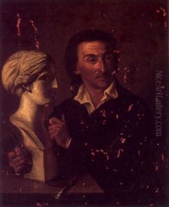 Portrait Of A Sculptor With A Marble Bust And The Tools Of His Trade On A Table by Heinrich Corrodi