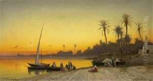 Abendstimmung Am Ufer Des Nils by Hermann David Solomon Corrodi