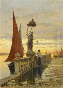Vor Der Madonnenstatue Am Hafen Von Chioggia Vor Venedig