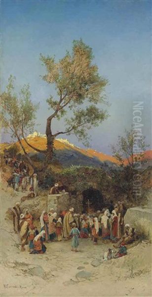 Pilgrims Journeying To The Mount Of Olives, Jerusalem Beyond - view 1