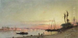 Faloukas On The Nile by Hermann David Solomon Corrodi