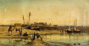 Resting Before The Temple Of Karnak