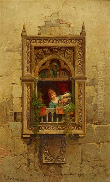 Junges Madchen An Gotischem Fenster - view 1