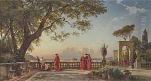 Papst Leo Xiii. Mit Kardinalen Auf Einer Terrasse Uber Rom by Hermann David Solomon Corrodi