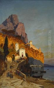 Morgendlicher Kirchgang An Der Kuste Von Sorrent