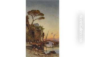 Kleiner Fischerhafen In Der Bucht Von Neapel by Hermann David Solomon Corrodi