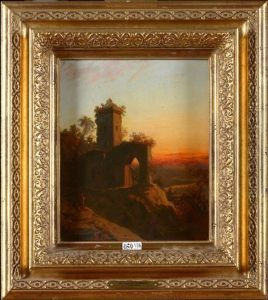 Paysage Anime Aux Ruines by Hermann David Solomon Corrodi