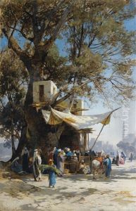 Scene De Marche by Hermann David Solomon Corrodi