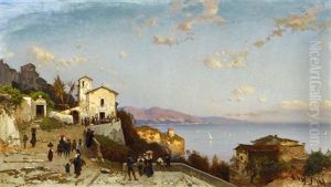 Bergdorf An Der Ligurischen Kuste (cinque Terre?) by Hermann David Solomon Corrodi