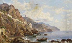 Kuste Am Golf Von Amalfi by Hermann David Solomon Corrodi