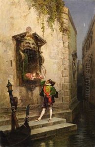 A Night Scene In Venice by Hermann David Solomon Corrodi