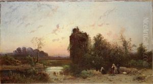 Un Momento Di Ristoro Al Ruscello by Hermann David Solomon Corrodi