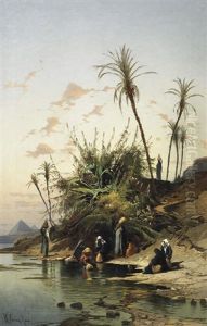 Am Nil. Frauen Mit Ihren Krugen Beim Wasserholen