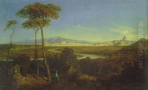 Blick Auf Rom Uber Den Fluslauf Des Tiber Hinweg by Hermann David Solomon Corrodi