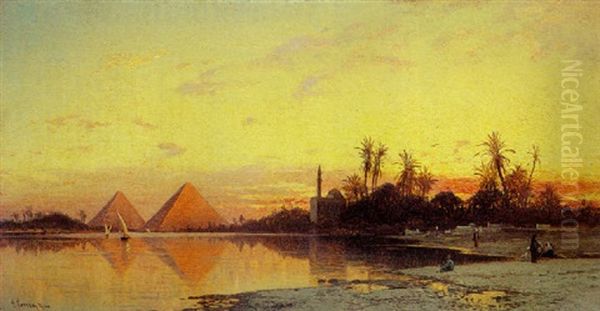 Sunset Over The Pyramids - view 1