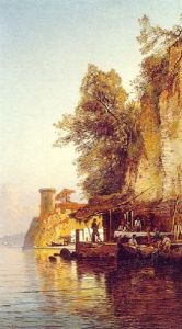 Fisherfolk By The Sea, Southern Italy by Hermann David Solomon Corrodi