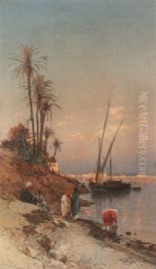 At The Water's Edge by Hermann David Solomon Corrodi