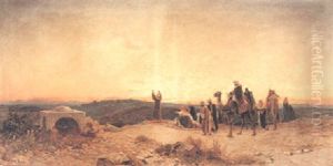 Arabs At Prayer On A Hillside by Hermann David Solomon Corrodi