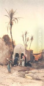 At The Well In An Eastern Street by Hermann David Solomon Corrodi
