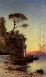 The Gulf Of Naples With Vesuvius Beyond by Hermann David Solomon Corrodi