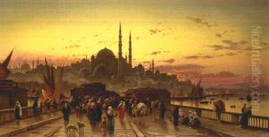 Dusk On The Galata Bridge And The Yeni Valide Djami, Constantinople
