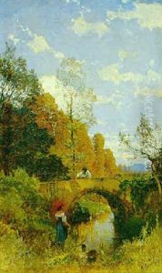 Herbstliche Flusslandschaft by Hermann David Solomon Corrodi