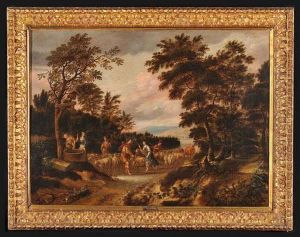 Rachele E Giacobbe Al Pozzo Entro Paesaggio by Pieter Angillis