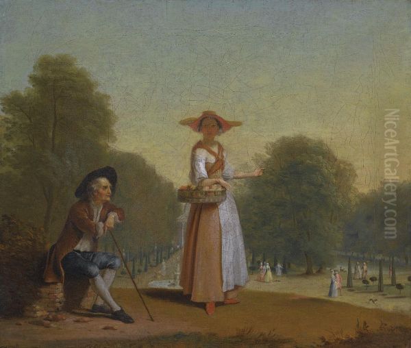 A Fruitseller And A Man Resting, A Park Beyond - view 1