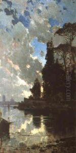 Uferlandschaft Bei Rom by Hermann David Solomon Corrodi