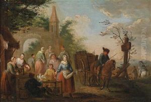 A Poultry Vendor In Front Of A Towngate by Pieter Angillis