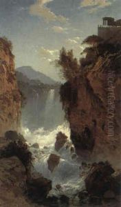Die Wasserfalle Bei Tivoli by Hermann David Solomon Corrodi