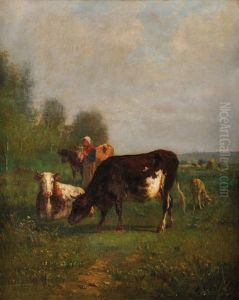 Bergere Et Son Troupeau by Antonio Cortes Cordero