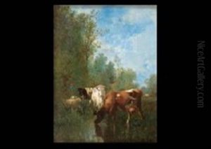Vaches A La Mare by Antonio Cortes Cordero