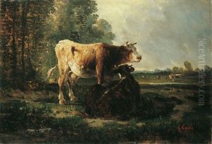 Landschaft Mit Vieh Auf Der Weide by Antonio Cortes Cordero