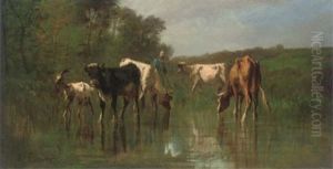 Livestock Watering Before Woodland by Antonio Cortes Cordero