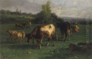 Kuhe Und Schafe Auf Der Weide by Antonio Cortes Cordero