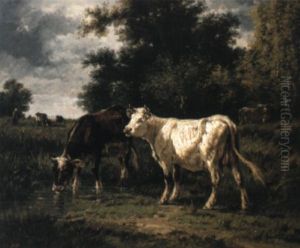Sommerliche Weidelandschaft Mit Kuhe by Antonio Cortes Cordero