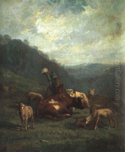 Landskap Med Herdinna Och Boskap - view 1