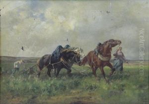 Plowing The Field by Andres Cortes y Aguilar