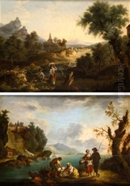 Pareja De Escenas Con Lavanderas (pair) - view 1